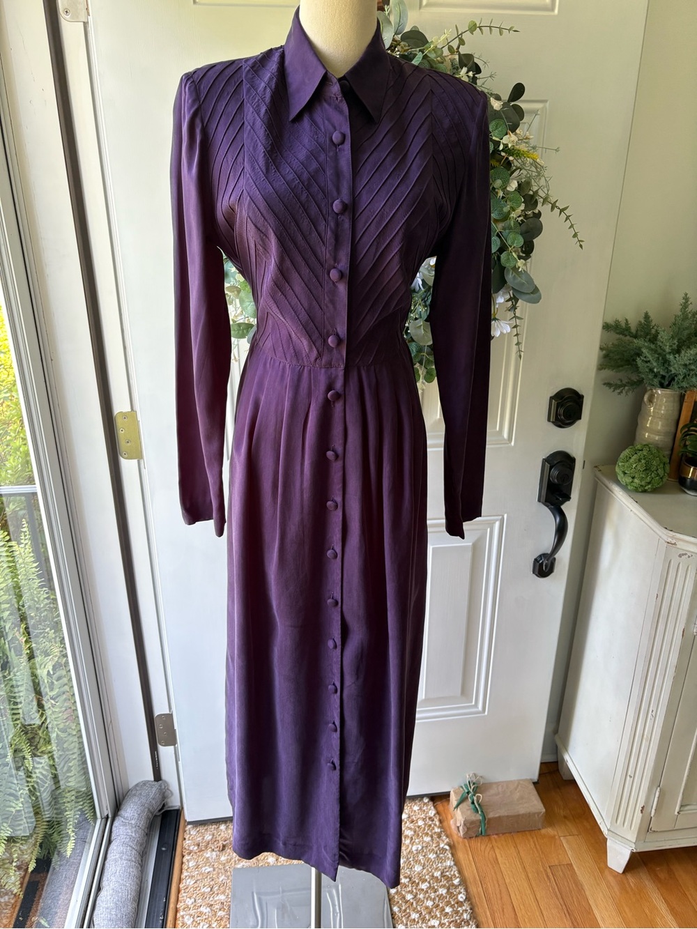 Coldwater Creek Vintage 90’s 100% Silk Deep Purple Button-Front Maxi Dress